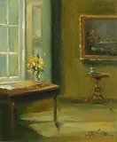 Interior with Daffodils by Liam Treacy, 1985, oil on canvas, sold Sep 2018