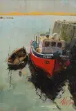 Mat Grogan, Roundstone Harbour, Connemara, oil on board