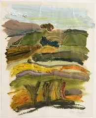 Mary Donnelly, With Massed Banks of Primroses and Violets, a Thick Thorn Hedge Behind - Homage to Patrick Kavanagh, oil on paper