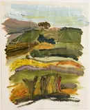 Mary Donnelly, With Massed Banks of Primroses and Violets, a Thick Thorn Hedge Behind - Homage to Patrick Kavanagh, oil on paper