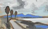 Coastal Road by Markey Robinson, gouache on card, sold Sep 2018