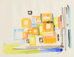 J.P Dunleavy, Paris, 1965, gouache