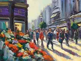Flower Sellers Grafton Street by Norman Teeling, oil on board, sold Sep 2018