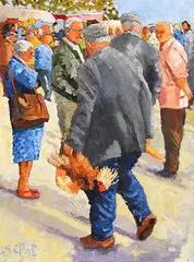 Graham Elliott, Chicken Tonight, oil on canvas board