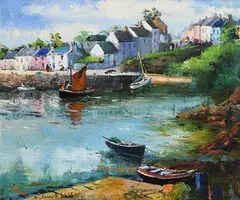 Kenneth Webb, Roundstone Harbour, Connemara, oil on canvas