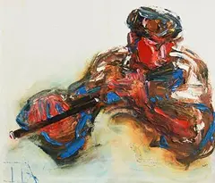 John B. Vallely, The Flute Player, oil on canvas