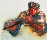 John B. Vallely, The Flute Player, oil on canvas