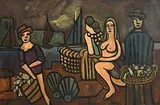 The Fish Market by Markey Robinson, gouache on board, sold Aug 2018