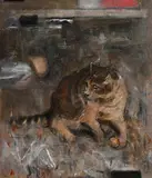 Noel Murphy, Tabby Cat, oil on board