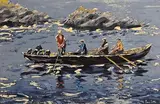 Ivan Sutton, Hauling Lobster Pots, Blasket Island, Co Kerry, oil on canvas board