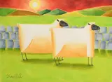 Ewes at Sunset by Graham Knuttel, pastel on paper, sold Aug 2018