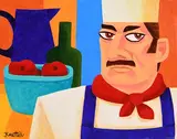 Chef by Graham Knuttel, oil on canvas, sold Aug 2018