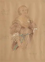 Frederic William Burton, Sketch for a Costume, watercolour and pencil