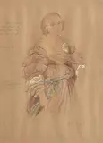 Frederic William Burton, Sketch for a Costume, watercolour and pencil