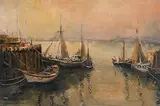 Trawlers South Pier, Bangor, Co. Down by Norman J. McCaig, oil on board, sold Aug 2018