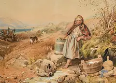 William Mulready, Doing the Chores, 1860, watercolour