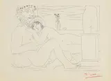 Pablo Picasso Spanish, Le Repos du Sculpteur devant le petit Torse, original signed lithograph from 1952 by Pablo Picasso Le Repons du Sculpteur