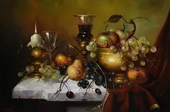 Furst, Still Life on Tabletop, oil on board
