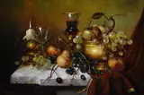 Furst, Still Life on Tabletop, oil on board