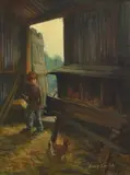 The Egg Collector by James English, oil on board, sold Aug 2018