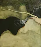 Richard J. Croft, Tollymore Park Pool with Stick (Waterpool Series), 1969, oil on linen