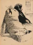 William Conor, The Pedlar's Daughter, mixed media on paper