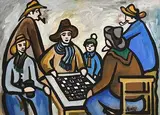The Checkers Board by Markey Robinson, gouache on board, sold Jun 2018