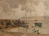 Morning Cushendun, Co. Antrim by James Humbert Craig, 1937, oil on board, sold Jun 2018