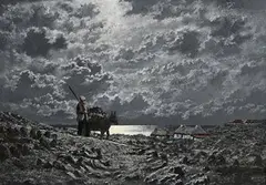 Ciaran Clear, Moonlight Connemara Coast, oil on board