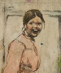 William Conor, A Charming Young Lady, mixed media on paper