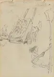 Unloading the Turf by Jack Butler Yeats, pencil drawing, sold Jun 2018