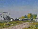 Dutch Barge by Maurice MacGonigal, 1977, oil on board, offered Jun 2018