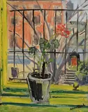 Nano Reid, Geranium on a Window Sill, oil on canvas