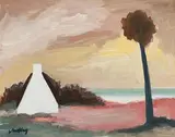 Cottage on the Coast by Markey Robinson, gouache on board, offered Jun 2018