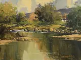 Glendun River, Cushendun, Co Antrim by George K. Gillespie, oil on canvas, offered Jun 2018