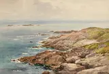 Currach off the Coast by Frank Egginton, watercolour, offered Jun 2018