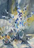 Maurice Henderson, Delphinium Vase, 1988, oil on canvas