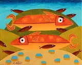 Fish in the Deep by Graham Knuttel, oil on canvas, sold Jun 2018