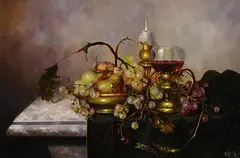 Furst, Still Life on Tabletop, oil on board