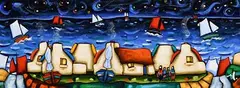 Starlight Village by the Sea by Annie Robinson, acrylic on canvas, sold Jun 2018