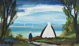 Heading for the Shore by Markey Robinson, gouache on board, sold Jun 2018