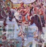 Evening, Tallow Horse Fair by Arthur K. Maderson, oil on panel, offered Jun 2018