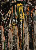 Ciaran Clear, King, Queen and Subjects, mixed media on card
