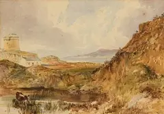 Samuel Frederick Brocas, Martello Tower on the Coast, watercolour