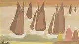 Watching the Boats by Markey Robinson, gouache on board, sold Jun 2018