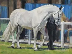 Sara Hodson, Stallion Parade, RDS, oil on canvas