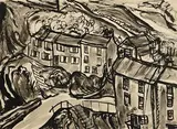 Evie Hone, The Village, watercolour & ink
