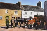 Michael Hanrahan, Selling Horses and Turf in Kinvara, Co. Galway, oil on board