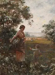 Picking Wild Flowers with Mum by Eugene Joseph McSwiney, oil on canvas, offered Jun 2018