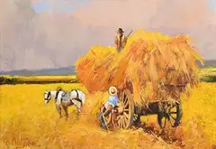 Graham Elliott, Last of the Harvest, oil on canvas board